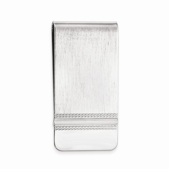 Rhodium-plated Kelly Waters Satin Money Clip with Polished End Rhodium-plated Kelly Waters Satin Money Clip with Polished End